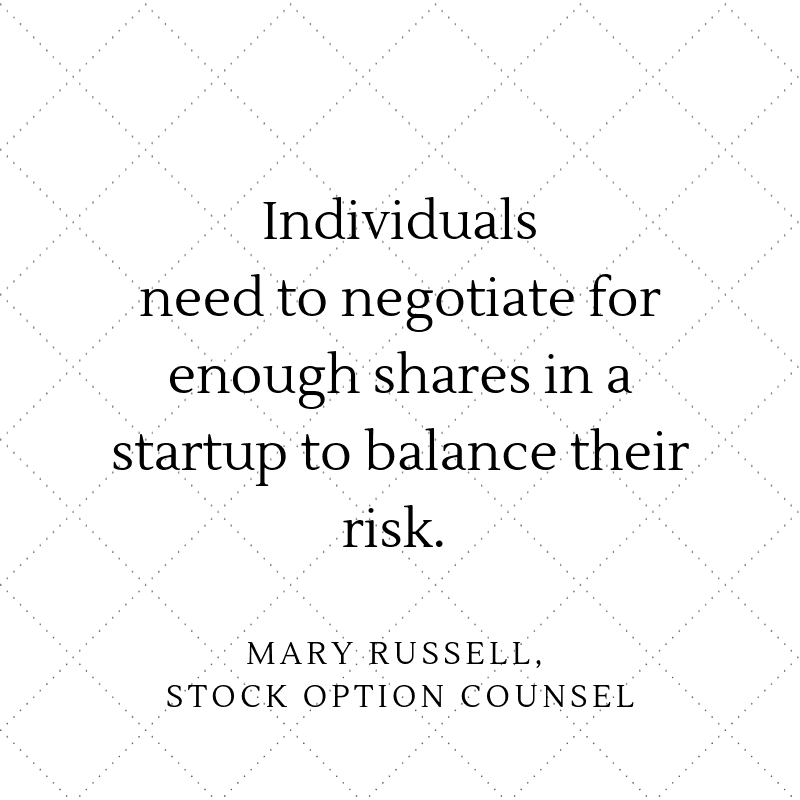 negotiate startup shares to rebalance risk