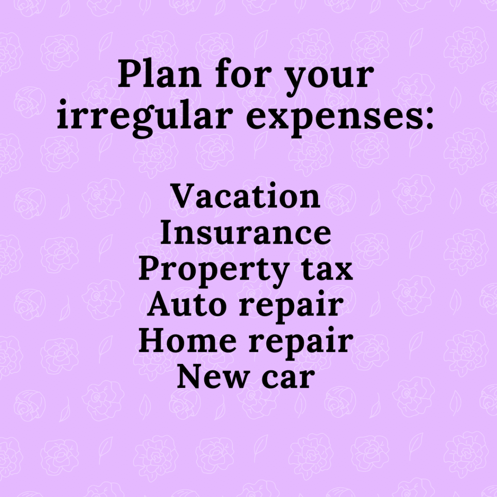 plan for irregular expenses