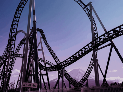 Large rollercoaster with twists and loops